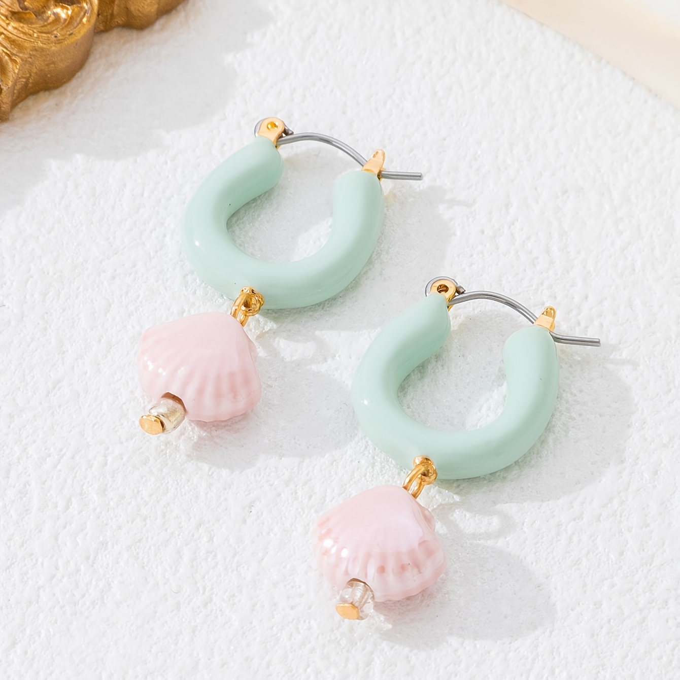 Women's Stylish Minimalist Earrings in Geometric Shape and Ceramic